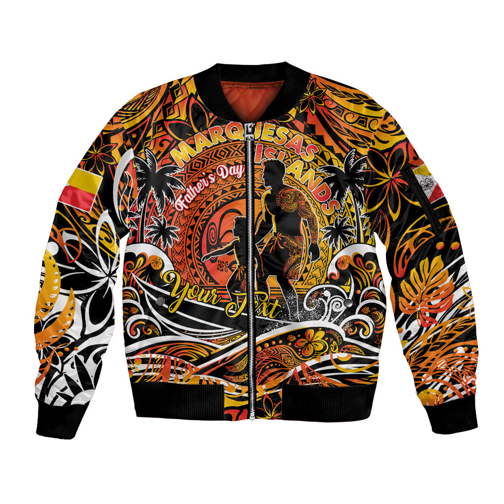Father's Day Marquesas Islands Sleeve Zip Bomber Jacket Special Dad Polynesia Paradise DT02 Unisex Orange - Polynesian Pride