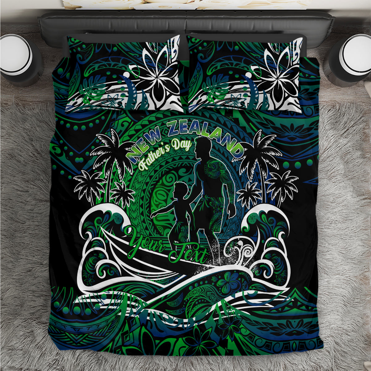 Father's Day New Zealand Bedding Set Special Dad Polynesia Paradise DT02 Green - Polynesian Pride