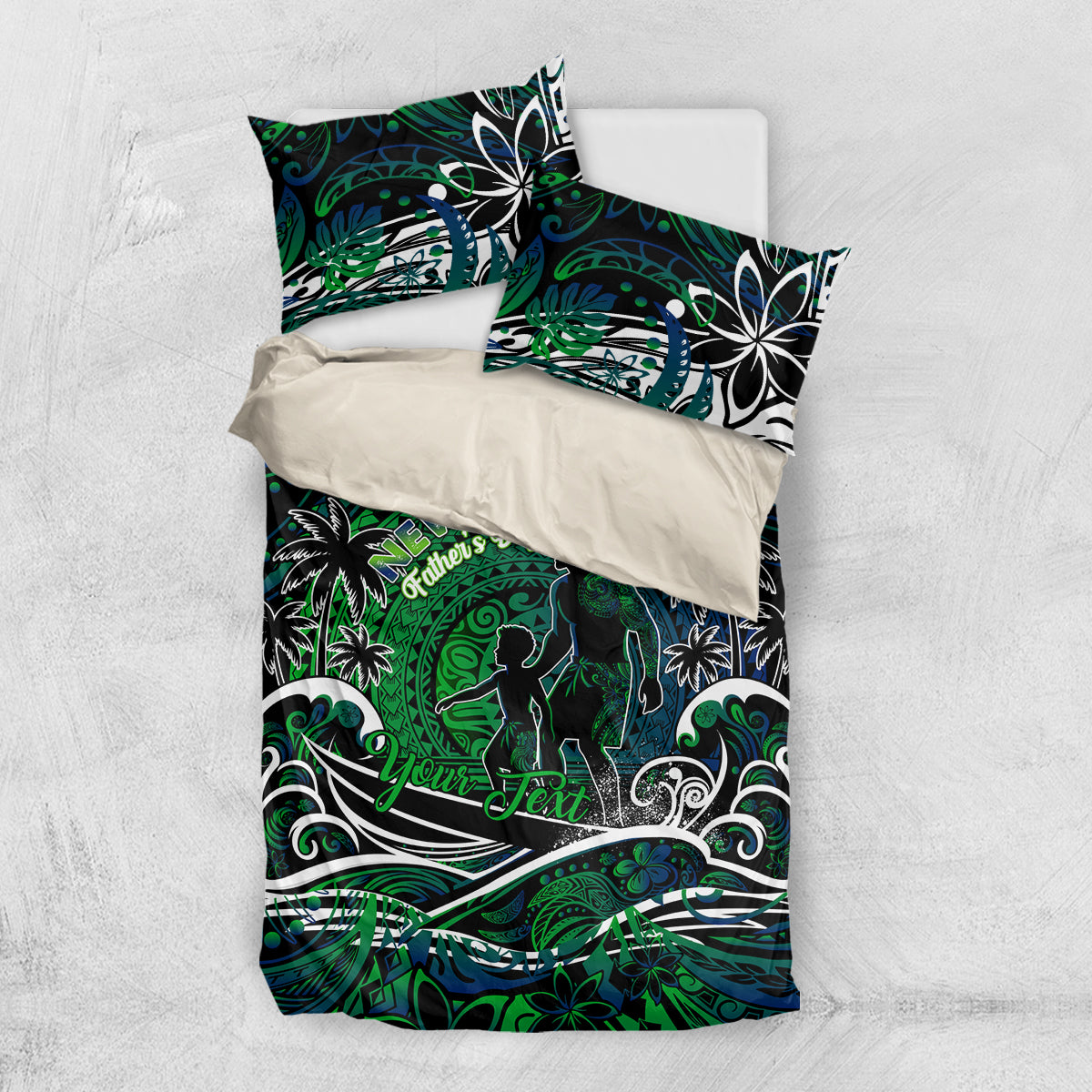 Father's Day New Zealand Bedding Set Special Dad Polynesia Paradise DT02 US Twin 172cm x 218cm Green - Polynesian Pride