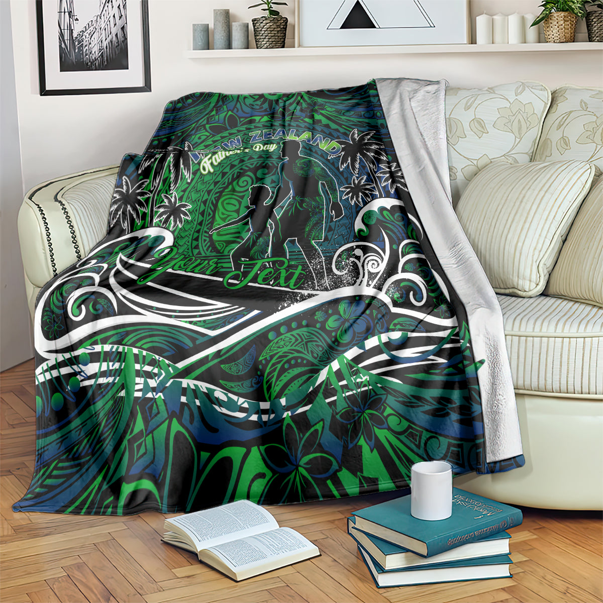 Father's Day New Zealand Blanket Special Dad Polynesia Paradise DT02 Green - Polynesian Pride