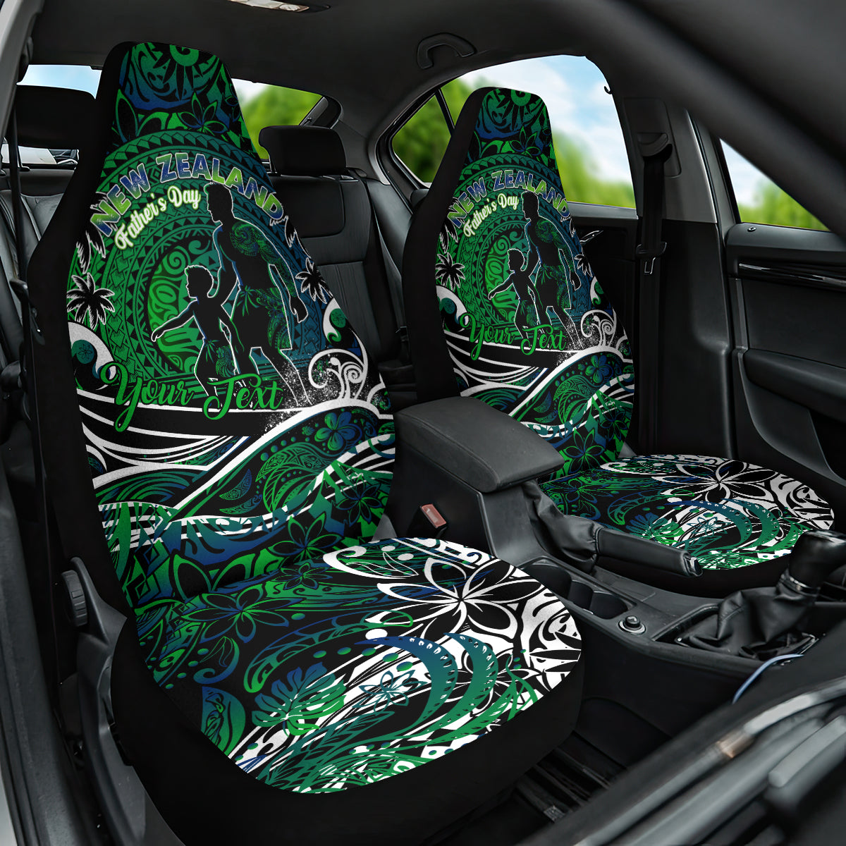 Father's Day New Zealand Car Seat Cover Special Dad Polynesia Paradise DT02 One Size Green - Polynesian Pride