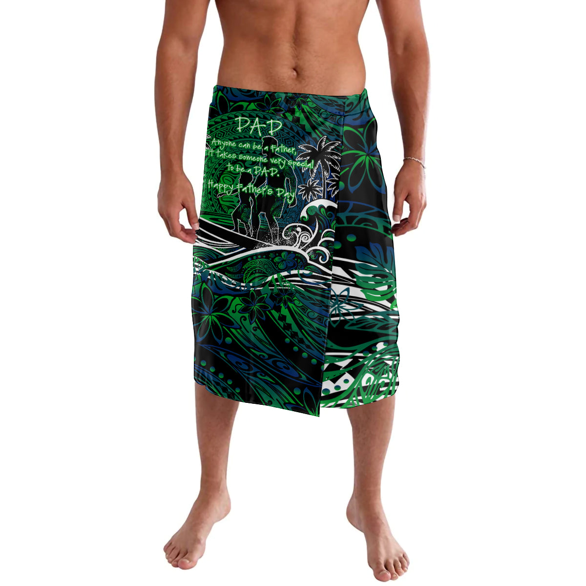 Father's Day New Zealand Lavalava Special Dad Polynesia Paradise DT02 Green - Polynesian Pride