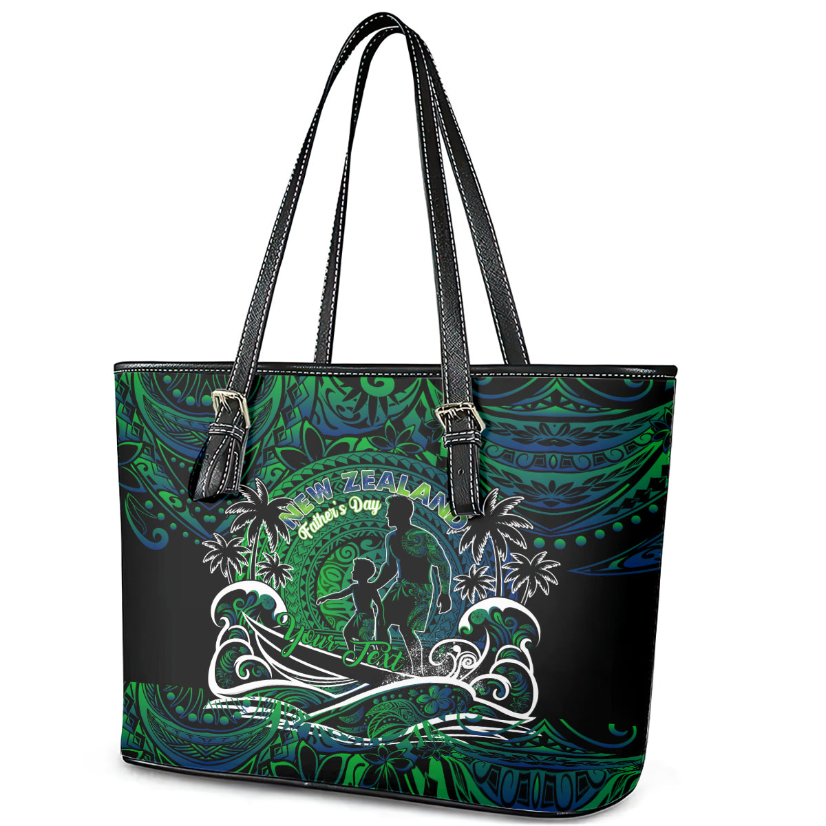 Father's Day New Zealand Leather Tote Bag Special Dad Polynesia Paradise DT02 - Polynesian Pride