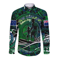Father's Day New Zealand Long Sleeve Button Shirt Special Dad Polynesia Paradise DT02 Unisex Green - Polynesian Pride