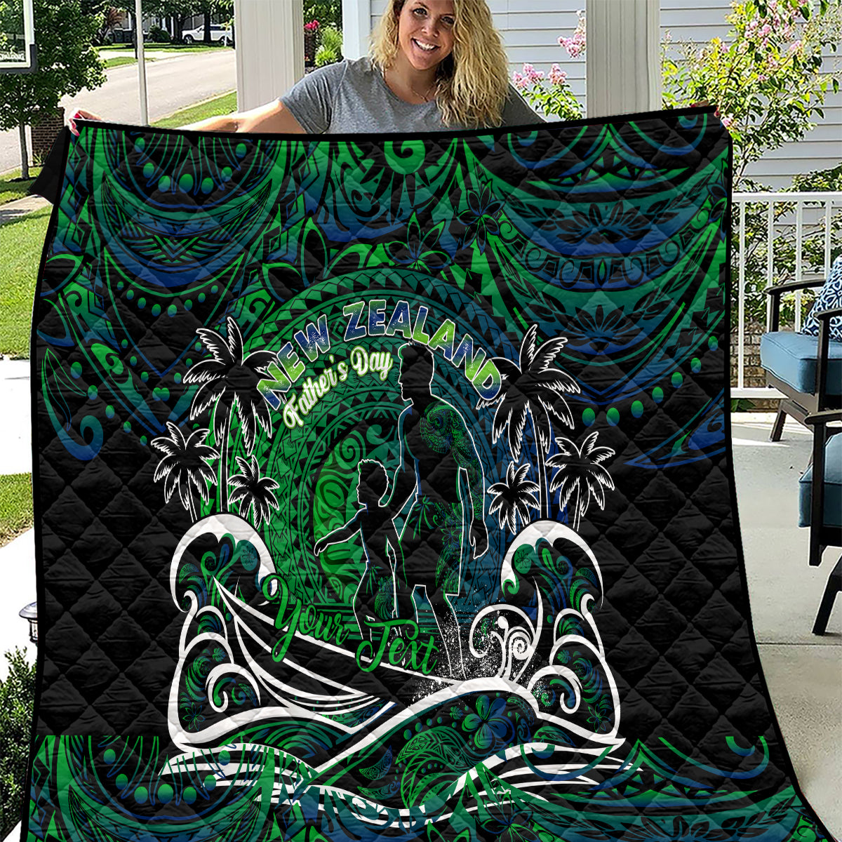 Father's Day New Zealand Quilt Special Dad Polynesia Paradise DT02 Green - Polynesian Pride