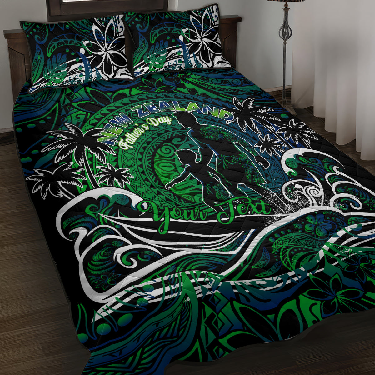 Father's Day New Zealand Quilt Bed Set Special Dad Polynesia Paradise DT02 Green - Polynesian Pride