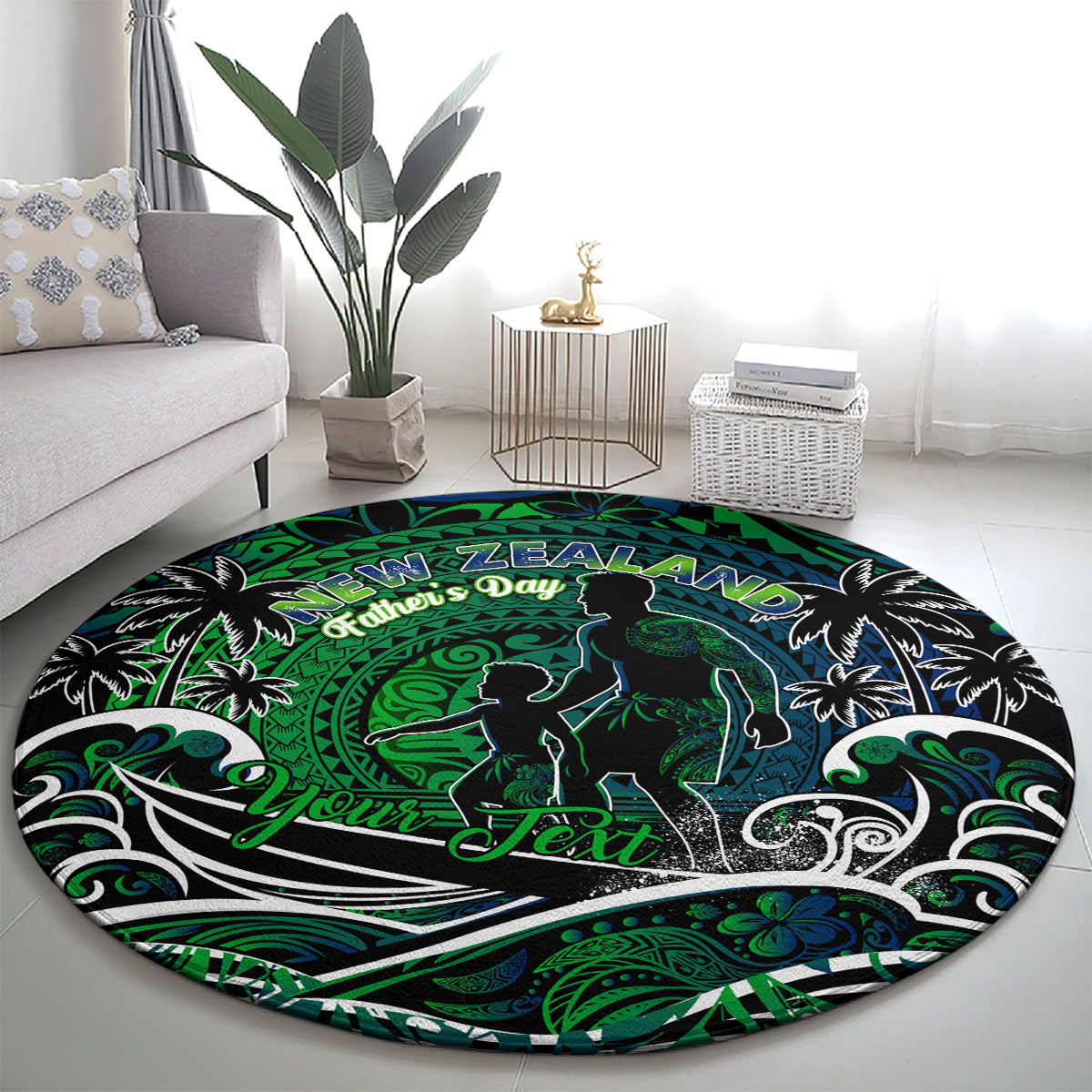 Father's Day New Zealand Round Carpet Special Dad Polynesia Paradise DT02 - Polynesian Pride