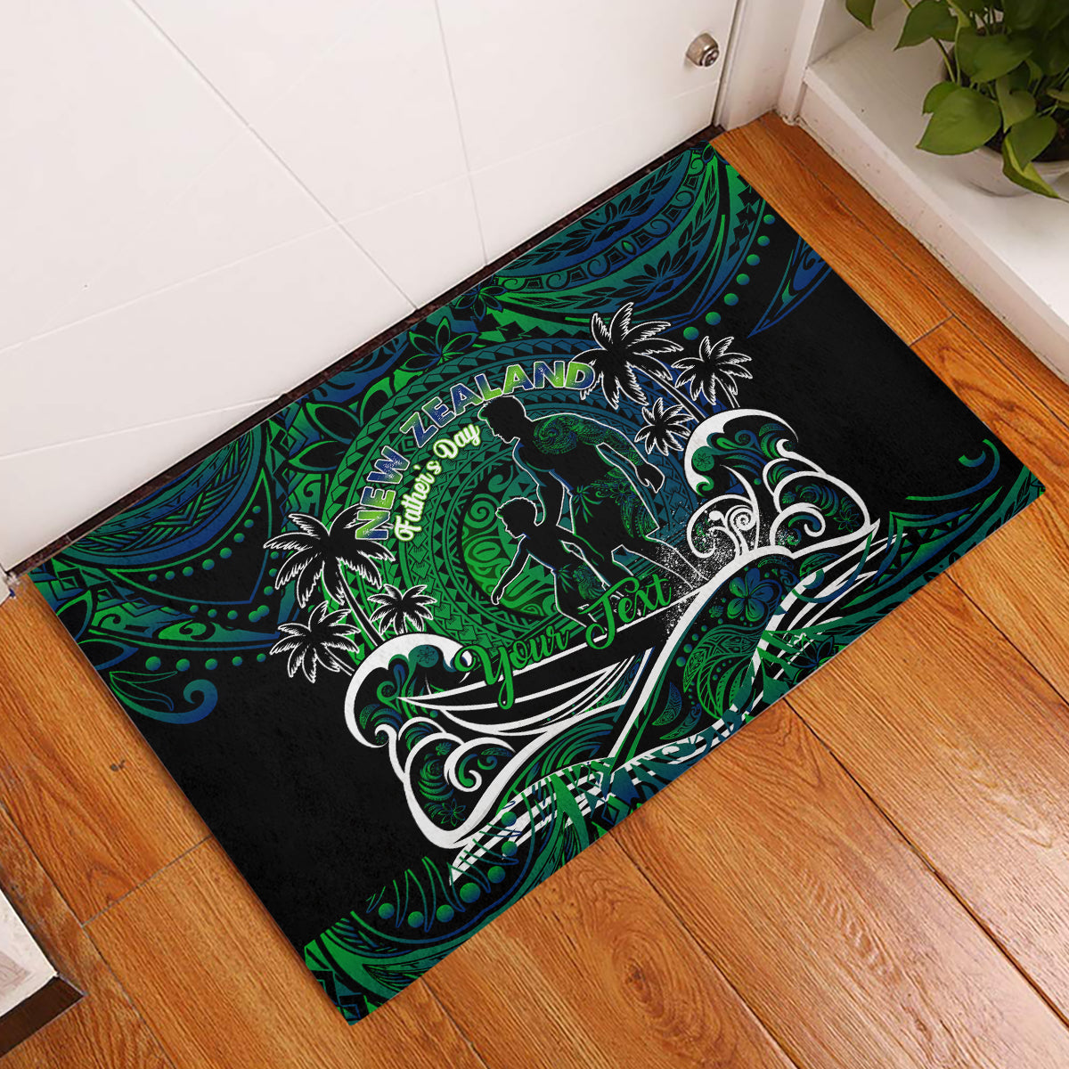 Father's Day New Zealand Rubber Doormat Special Dad Polynesia Paradise DT02 Green - Polynesian Pride