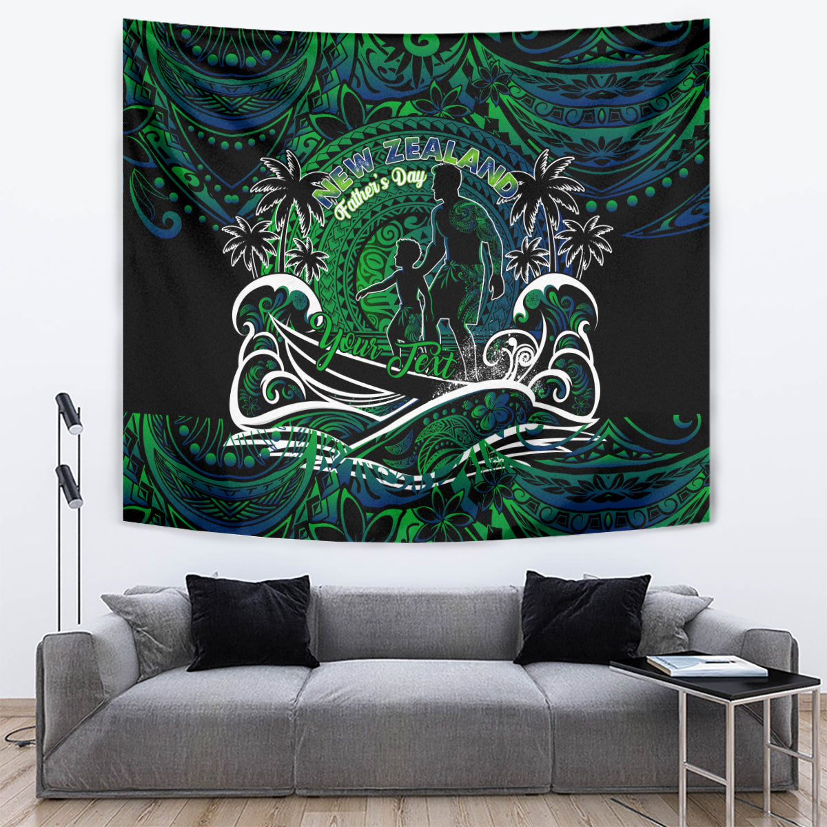 Father's Day New Zealand Tapestry Special Dad Polynesia Paradise DT02 Green - Polynesian Pride