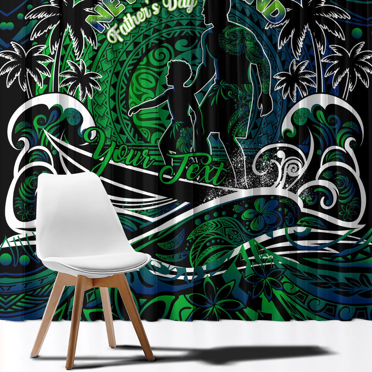 Father's Day New Zealand Window Curtain Special Dad Polynesia Paradise DT02 - Polynesian Pride