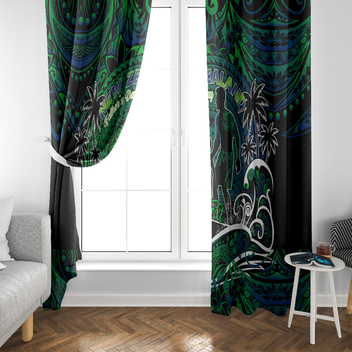 Father's Day New Zealand Window Curtain Special Dad Polynesia Paradise DT02 - Polynesian Pride