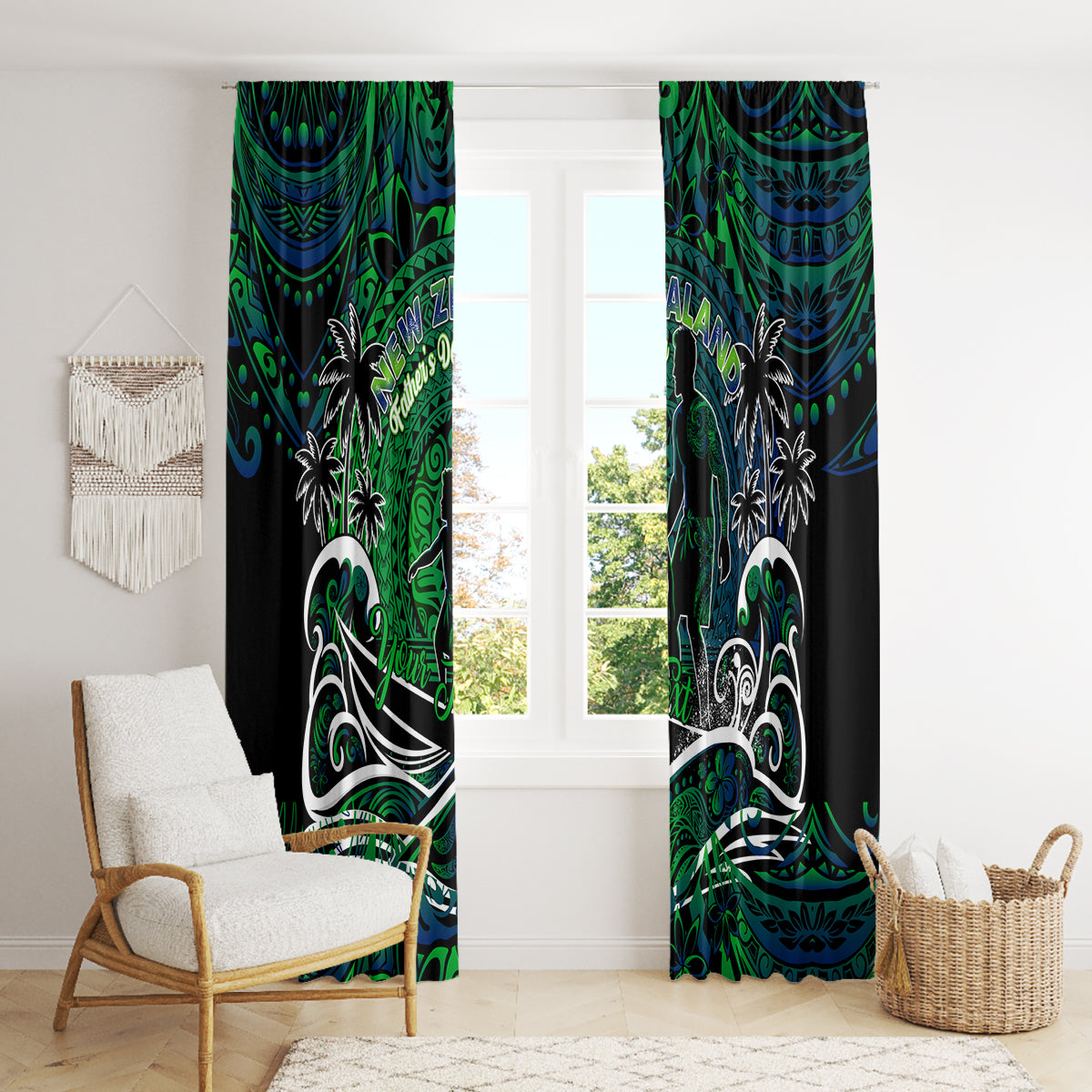 Father's Day New Zealand Window Curtain Special Dad Polynesia Paradise DT02 - Polynesian Pride