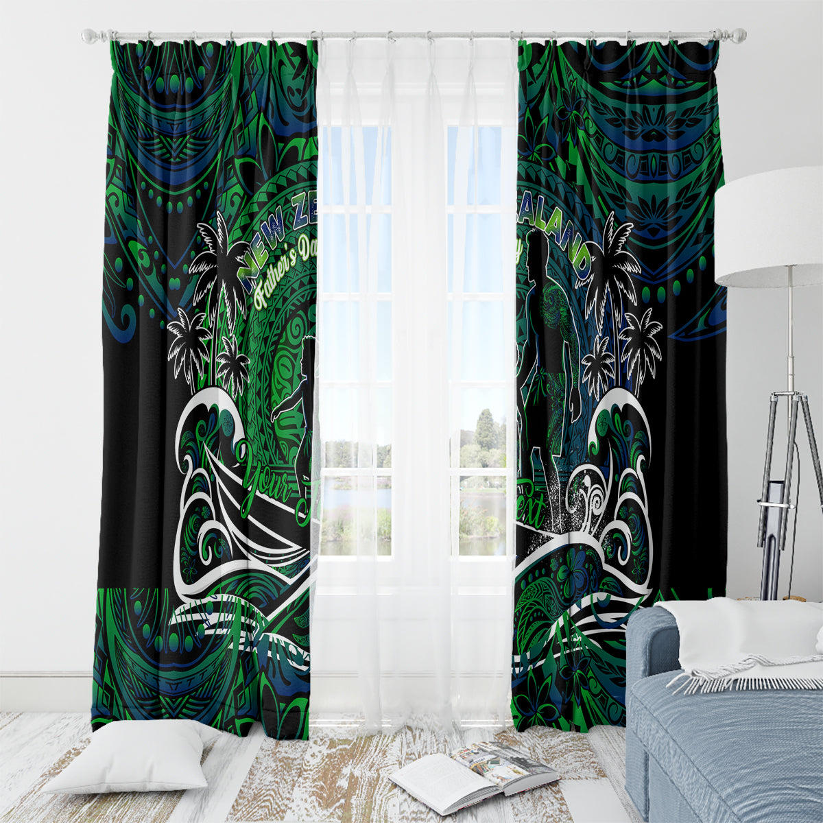 Father's Day New Zealand Window Curtain Special Dad Polynesia Paradise DT02 - Polynesian Pride