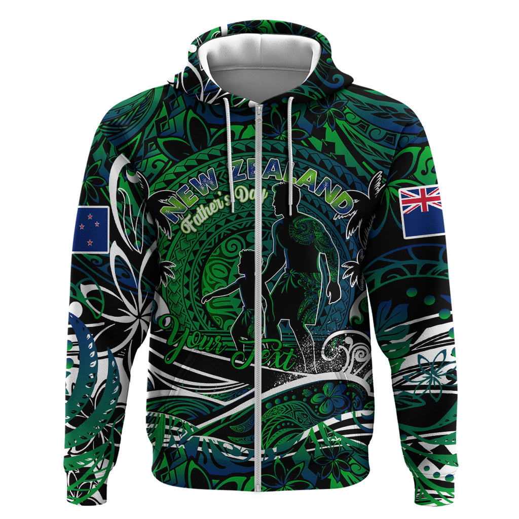 Father's Day New Zealand Zip Hoodie Special Dad Polynesia Paradise DT02 Zip Hoodie Green - Polynesian Pride