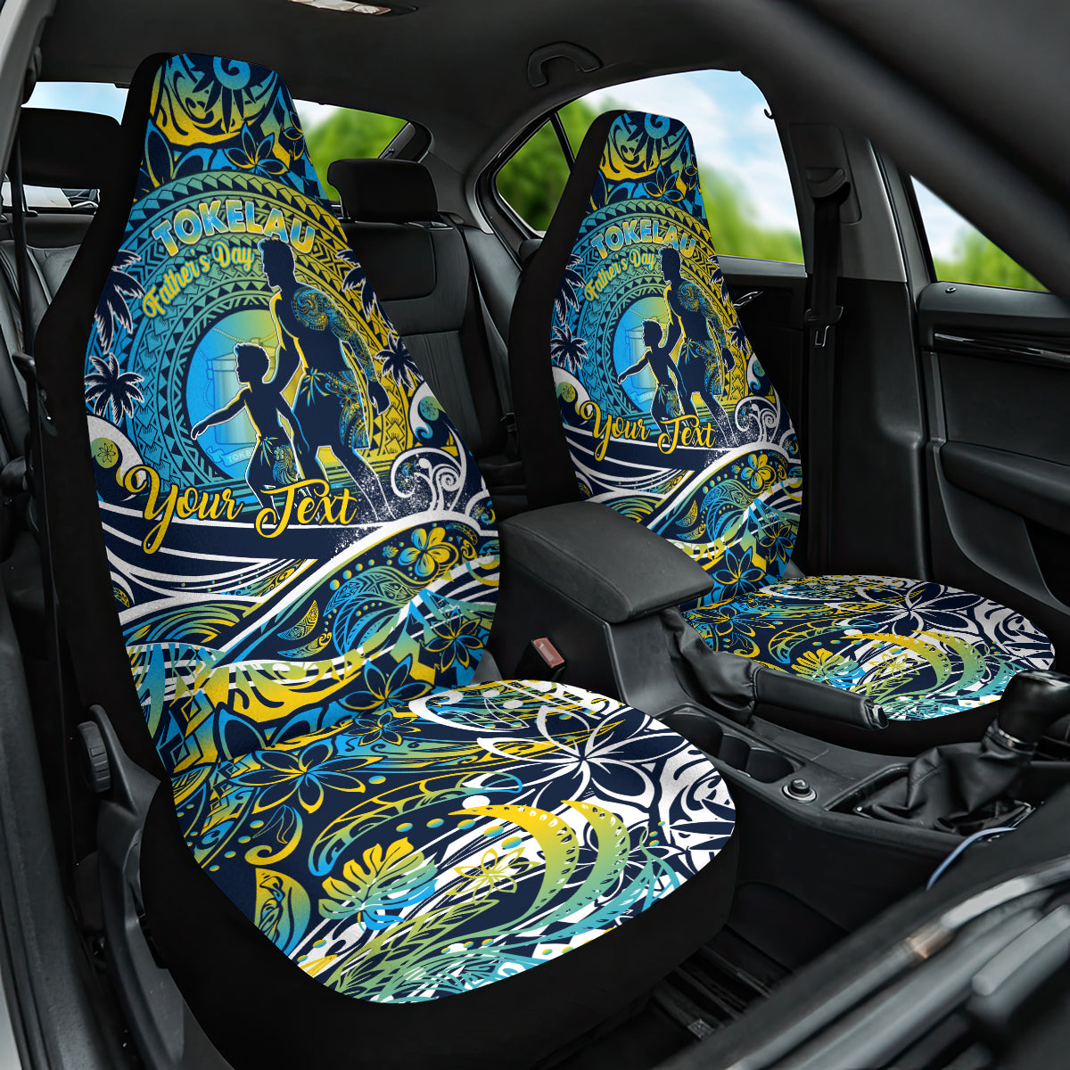 Father's Day Tokelau Car Seat Cover Special Dad Polynesia Paradise DT02 One Size Blue - Polynesian Pride