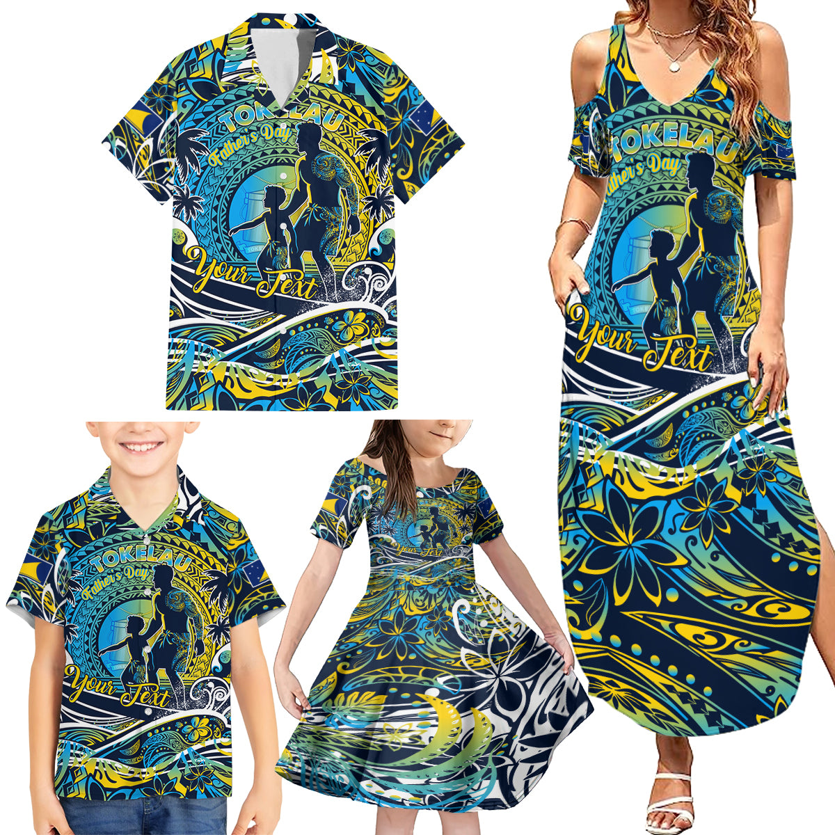 Father's Day Tokelau Family Matching Summer Maxi Dress and Hawaiian Shirt Special Dad Polynesia Paradise