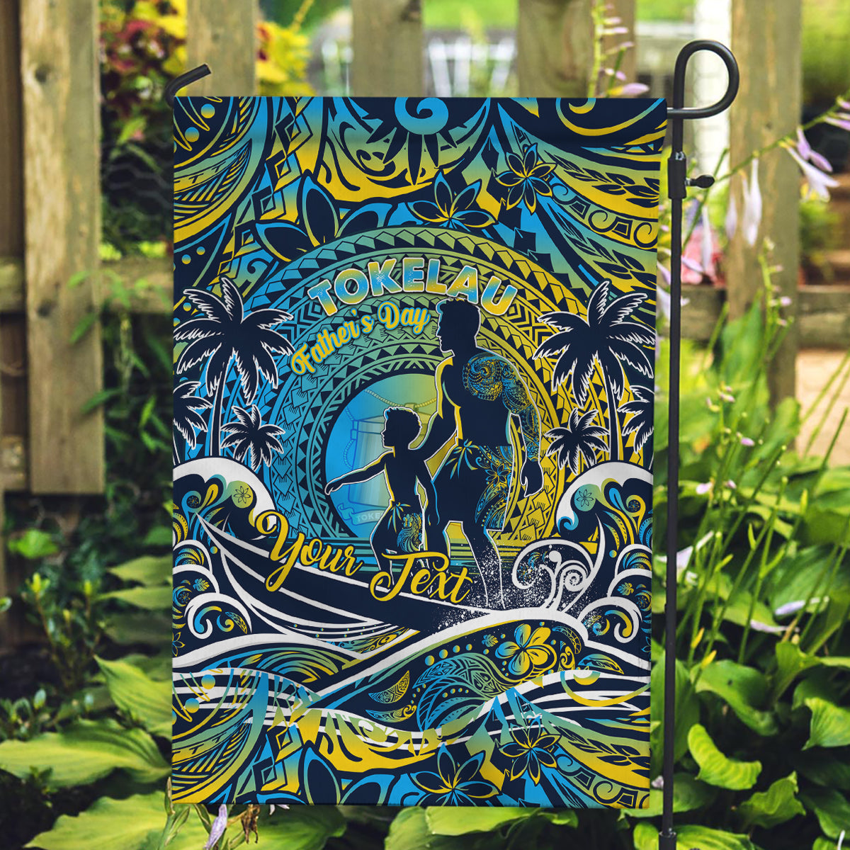 Father's Day Tokelau Garden Flag Special Dad Polynesia Paradise DT02 Garden Flag Blue - Polynesian Pride