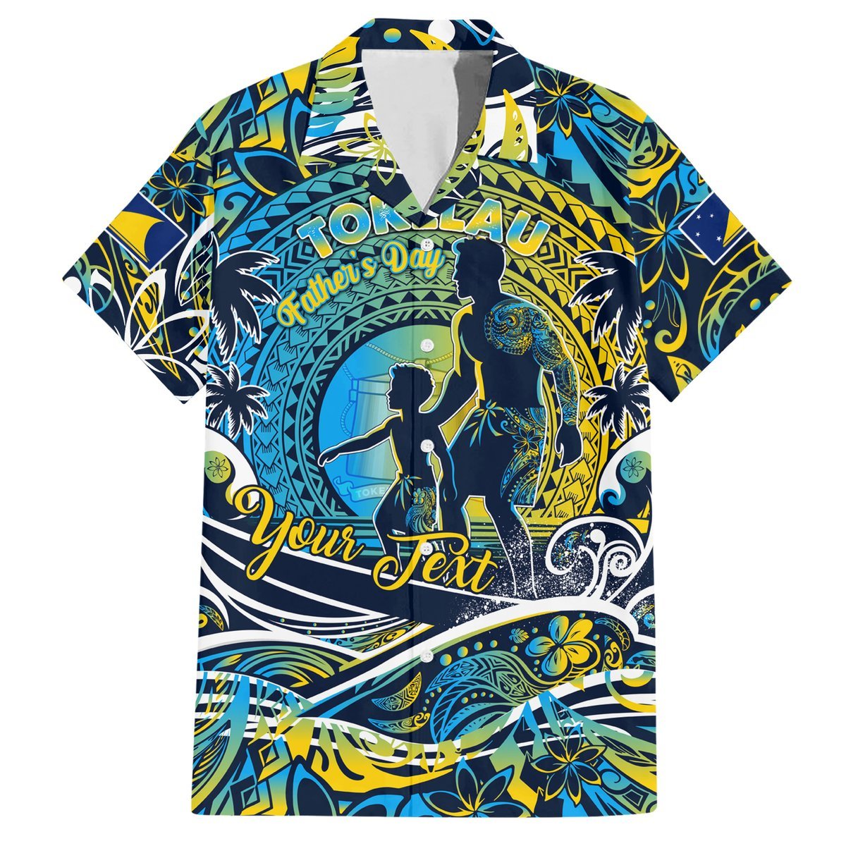 Father's Day Tokelau Hawaiian Shirt Special Dad Polynesia Paradise DT02 Blue - Polynesian Pride