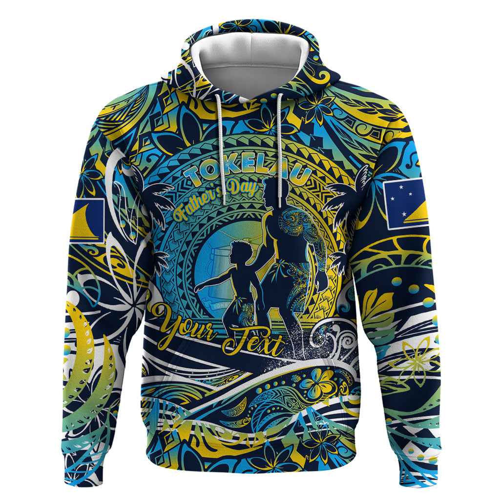 Father's Day Tokelau Hoodie Special Dad Polynesia Paradise DT02 Pullover Hoodie Blue - Polynesian Pride