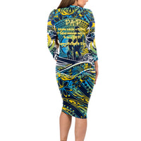 Father's Day Tokelau Long Sleeve Bodycon Dress Special Dad Polynesia Paradise DT02 - Polynesian Pride