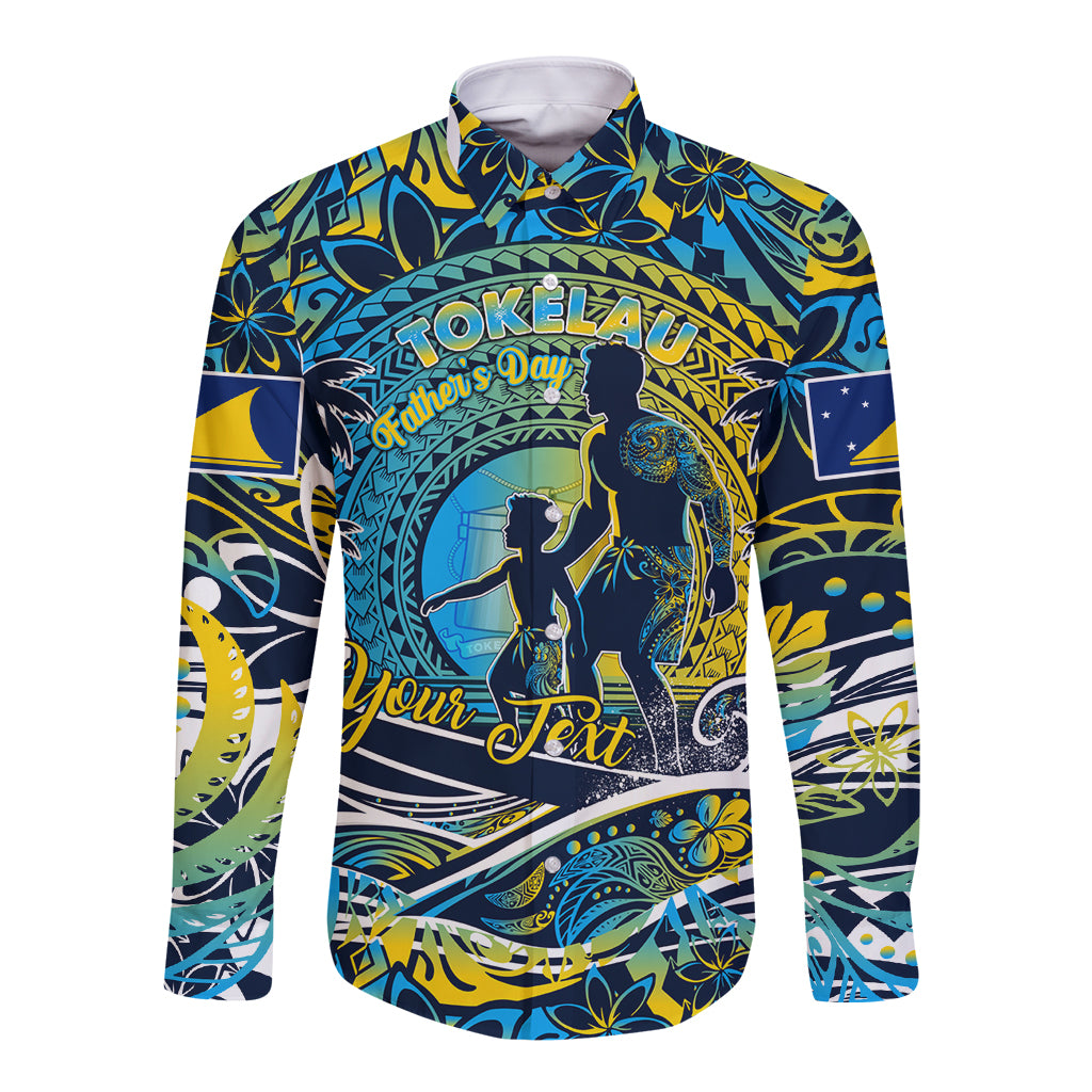 Father's Day Tokelau Long Sleeve Button Shirt Special Dad Polynesia Paradise DT02 Unisex Blue - Polynesian Pride