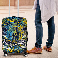 Father's Day Tokelau Luggage Cover Special Dad Polynesia Paradise DT02 Blue - Polynesian Pride