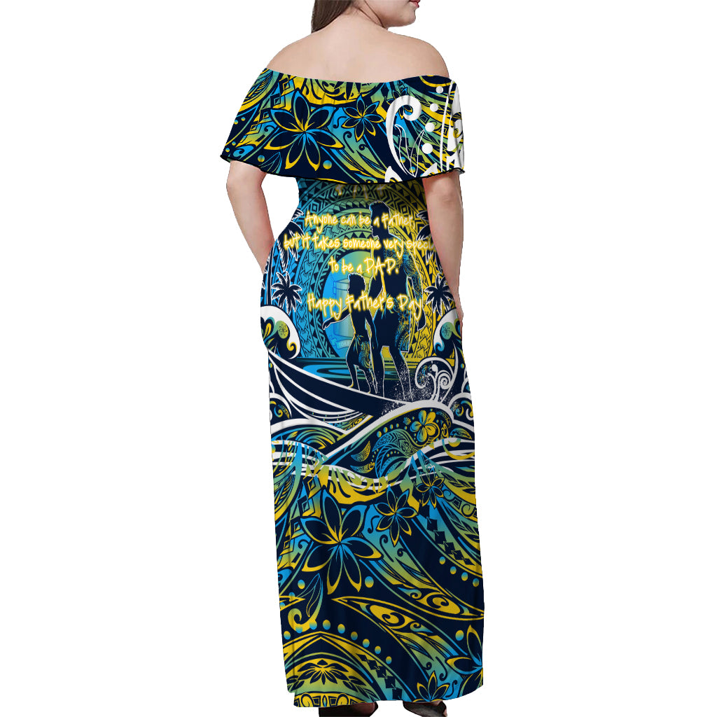 Father's Day Tokelau Off Shoulder Maxi Dress Special Dad Polynesia Paradise DT02 - Polynesian Pride