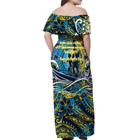 Father's Day Tokelau Off Shoulder Maxi Dress Special Dad Polynesia Paradise DT02 - Polynesian Pride