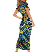 Father's Day Tokelau Short Sleeve Bodycon Dress Special Dad Polynesia Paradise DT02 - Polynesian Pride