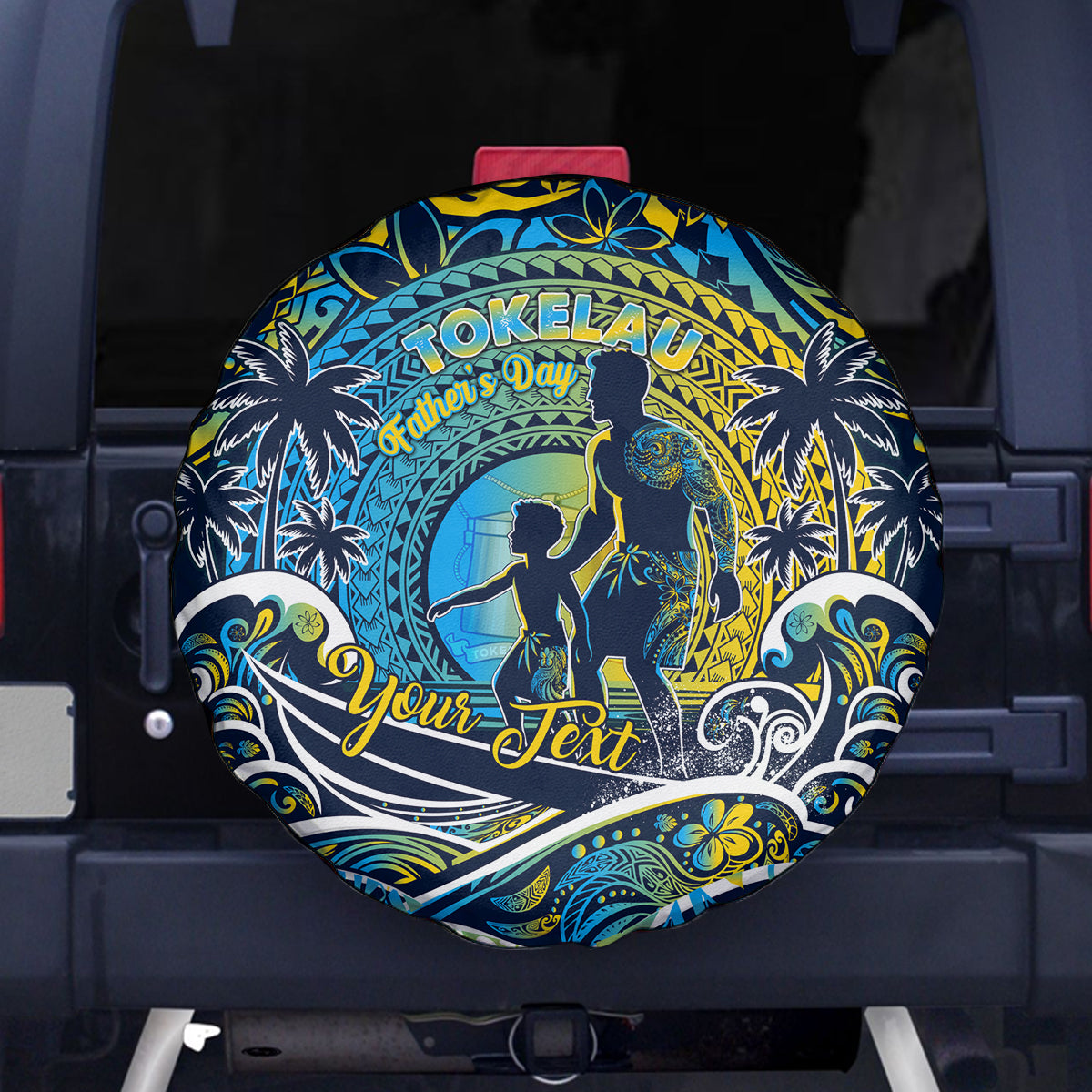 Father's Day Tokelau Spare Tire Cover Special Dad Polynesia Paradise DT02 - Polynesian Pride