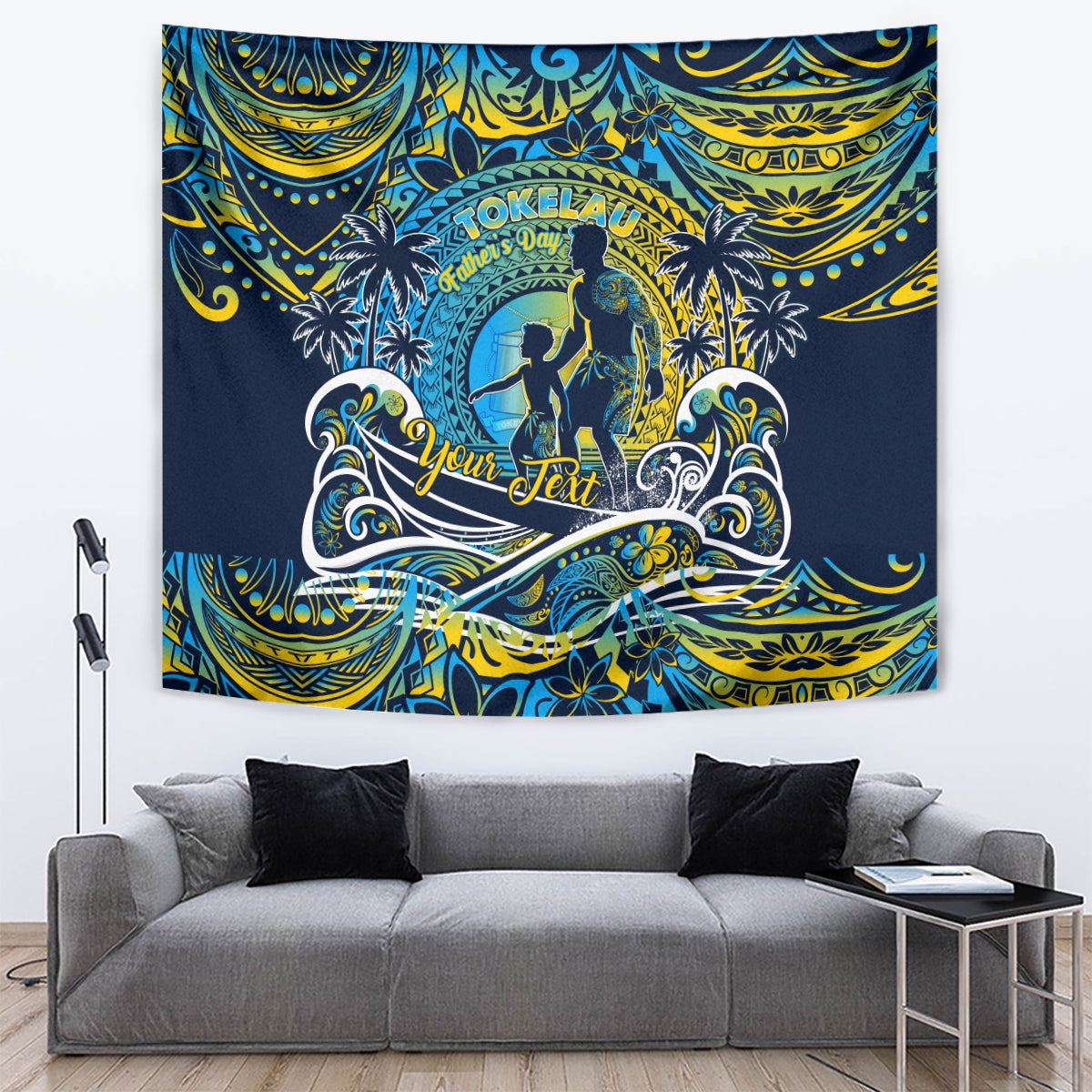 Father's Day Tokelau Tapestry Special Dad Polynesia Paradise DT02 Blue - Polynesian Pride
