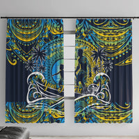 Father's Day Tokelau Window Curtain Special Dad Polynesia Paradise DT02 With Hooks Blue - Polynesian Pride