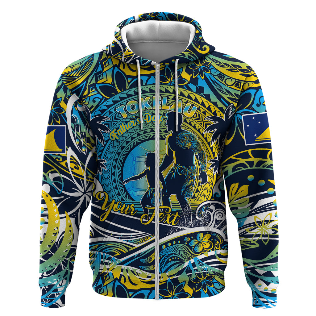 Father's Day Tokelau Zip Hoodie Special Dad Polynesia Paradise DT02 Zip Hoodie Blue - Polynesian Pride