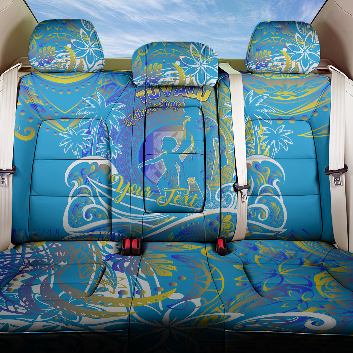 Father's Day Tuvalu Back Car Seat Cover Special Dad Polynesia Paradise DT02 One Size Blue - Polynesian Pride