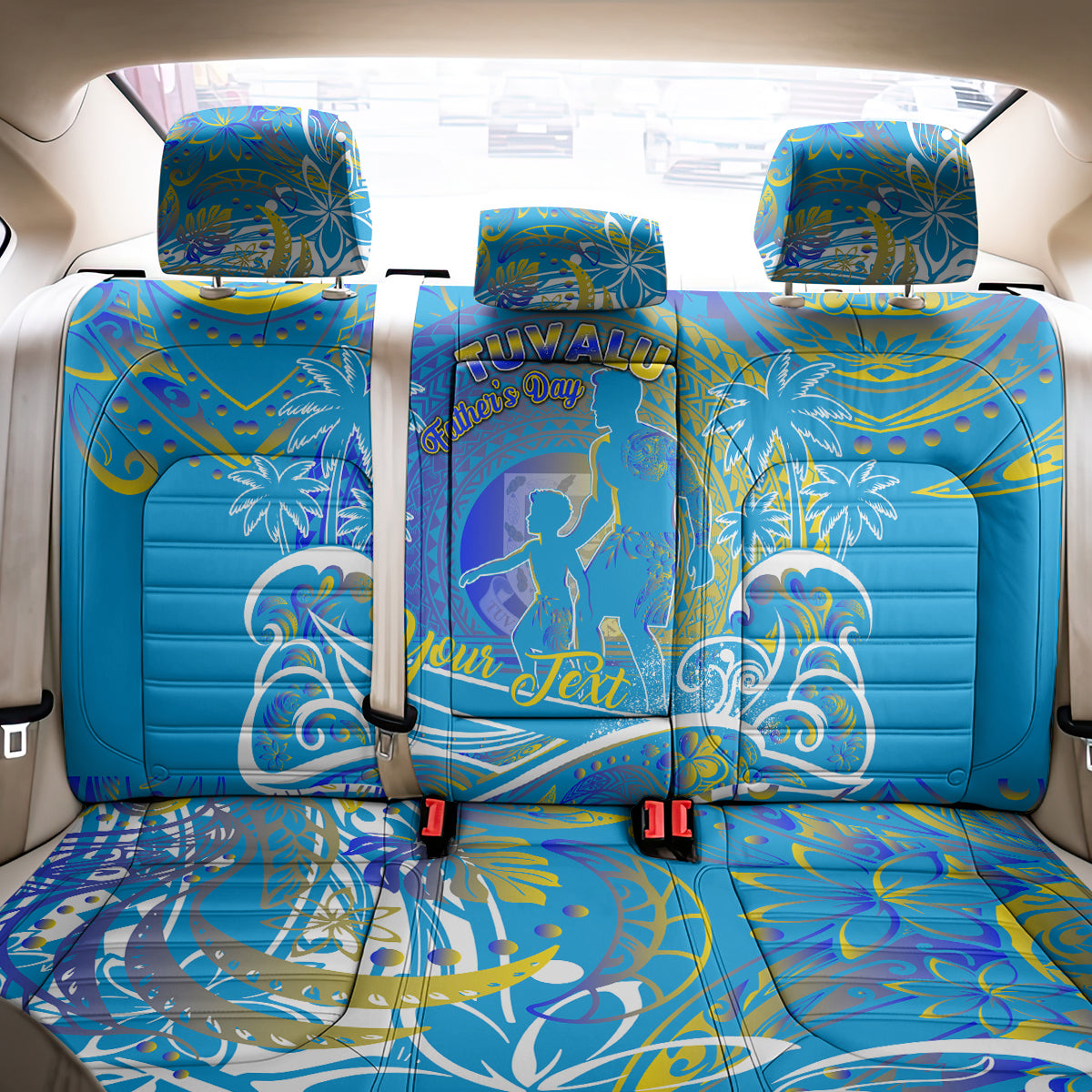 Father's Day Tuvalu Back Car Seat Cover Special Dad Polynesia Paradise DT02 - Polynesian Pride