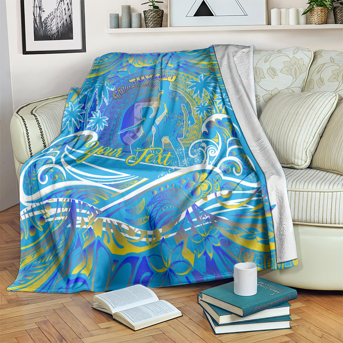 Father's Day Tuvalu Blanket Special Dad Polynesia Paradise DT02 Blue - Polynesian Pride