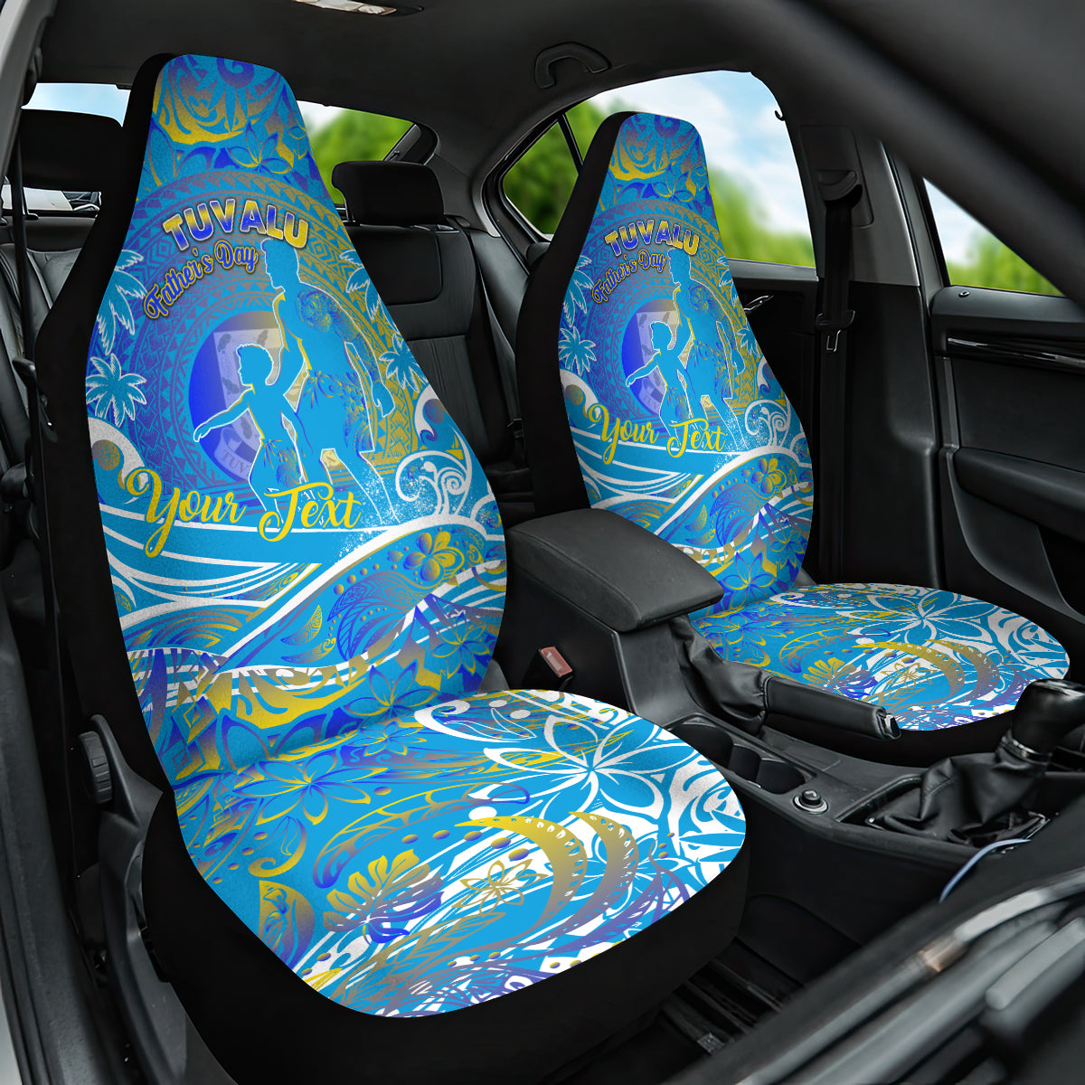Father's Day Tuvalu Car Seat Cover Special Dad Polynesia Paradise DT02 One Size Blue - Polynesian Pride