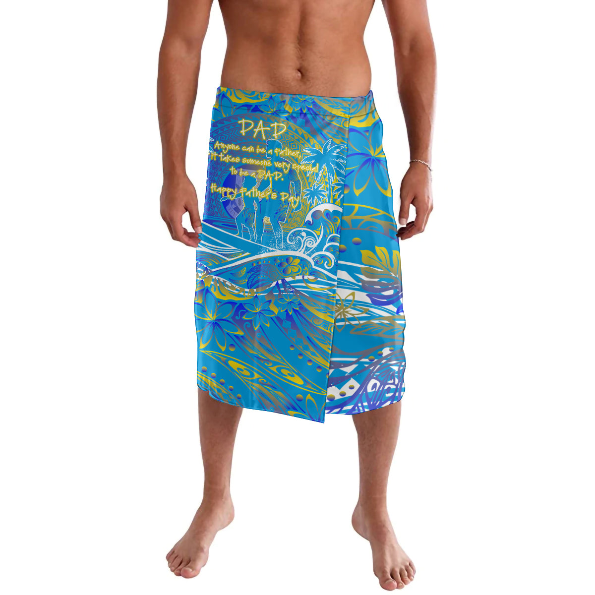 Father's Day Tuvalu Lavalava Special Dad Polynesia Paradise DT02 Blue - Polynesian Pride