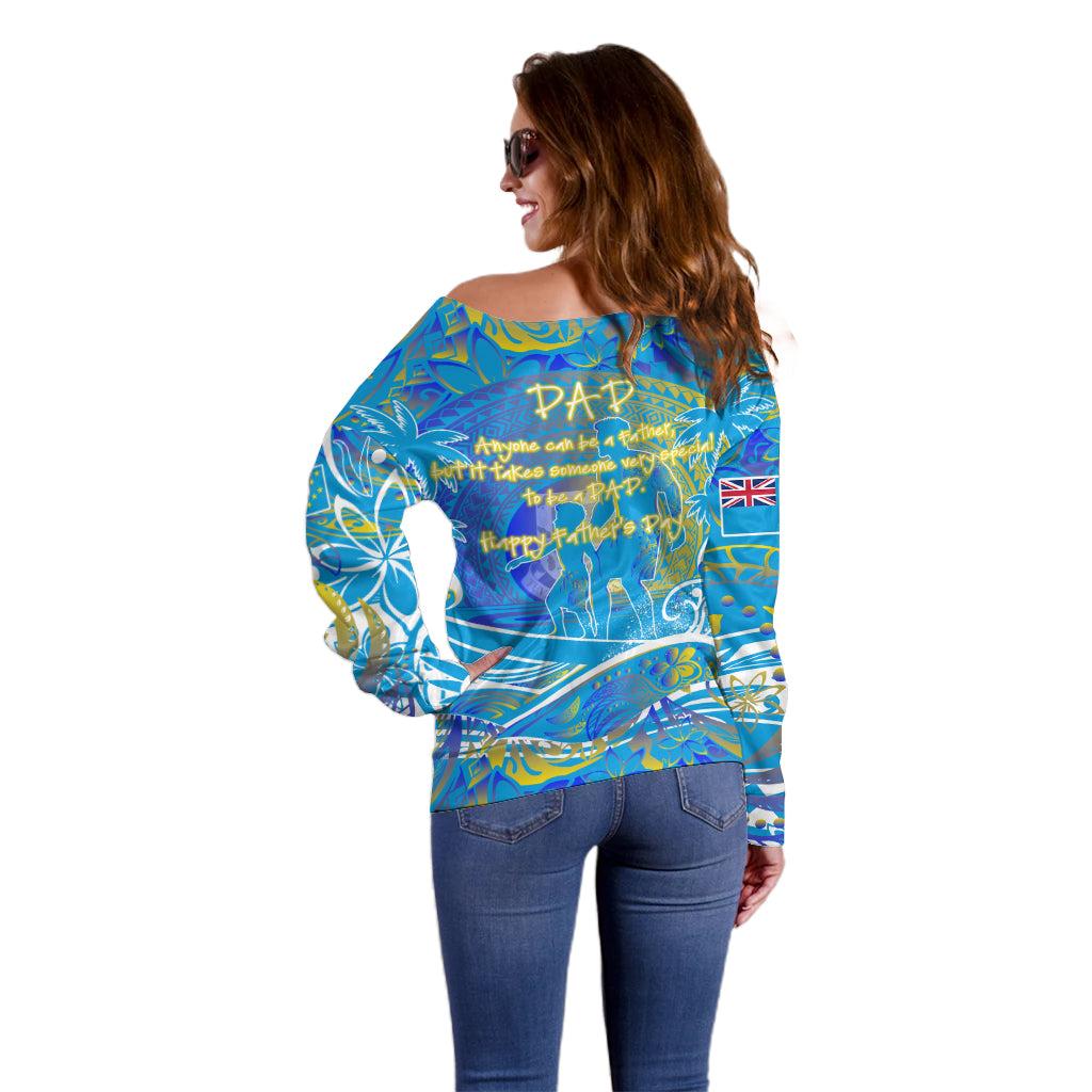 Father's Day Tuvalu Off Shoulder Sweater Special Dad Polynesia Paradise DT02 - Polynesian Pride