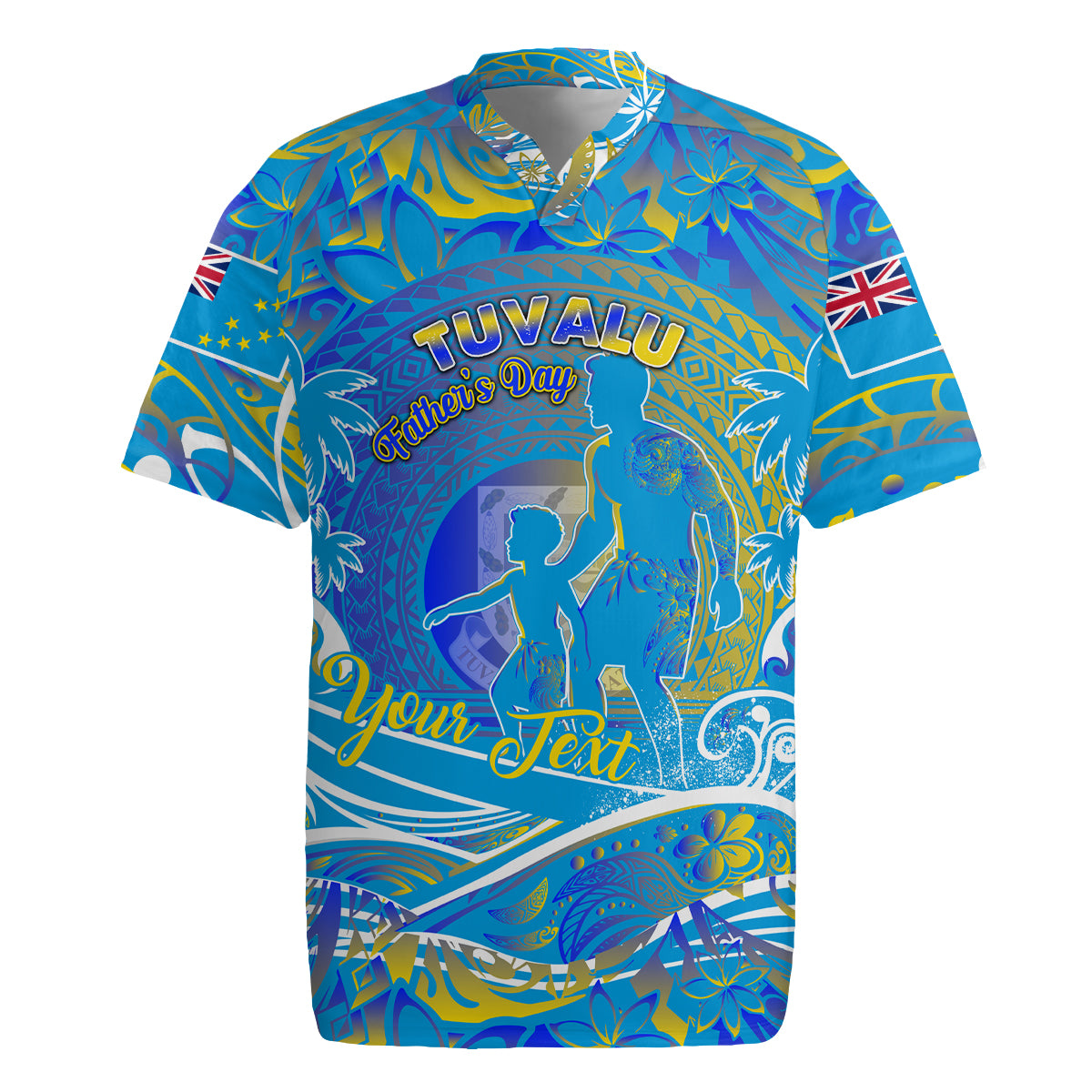 Father's Day Tuvalu Rugby Jersey Special Dad Polynesia Paradise DT02 Blue - Polynesian Pride