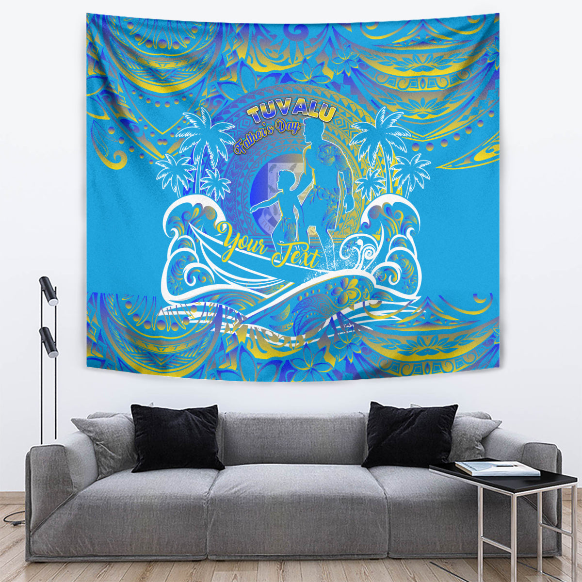 Father's Day Tuvalu Tapestry Special Dad Polynesia Paradise DT02 Blue - Polynesian Pride