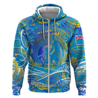 Father's Day Tuvalu Zip Hoodie Special Dad Polynesia Paradise DT02 Zip Hoodie Blue - Polynesian Pride