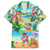 Guam Christmas Family Matching Off Shoulder Short Dress and Hawaiian Shirt Santa Claus Beach and Wave DT02 Dad's Shirt - Short Sleeve Art - Polynesian Pride