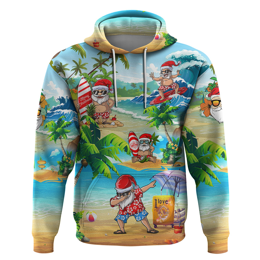 Guam Christmas Hoodie Santa Claus Beach and Wave DT02 Pullover Hoodie Art - Polynesian Pride