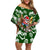 Guam Christmas Family Matching Off Shoulder Short Dress and Hawaiian Shirt Felis Pusgua Tropical Xmas Patterns DT02 Mom's Dress Green - Polynesian Pride