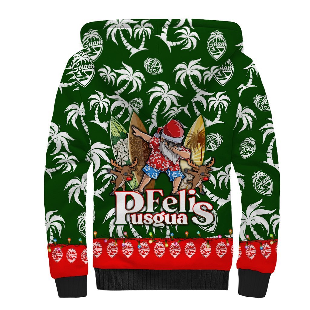 Guam Christmas Sherpa Hoodie Felis Pusgua Tropical Xmas Patterns DT02 - Polynesian Pride