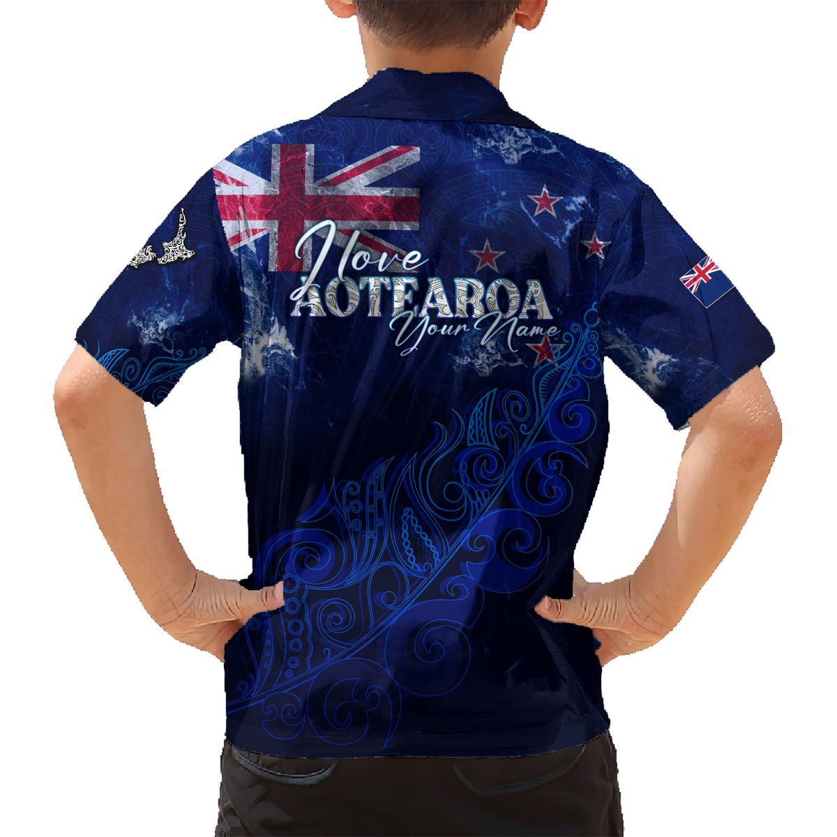 Personalised New Zealand Hawaiian Shirt Aotearoa Map Silver Fern DT02 - Polynesian Pride