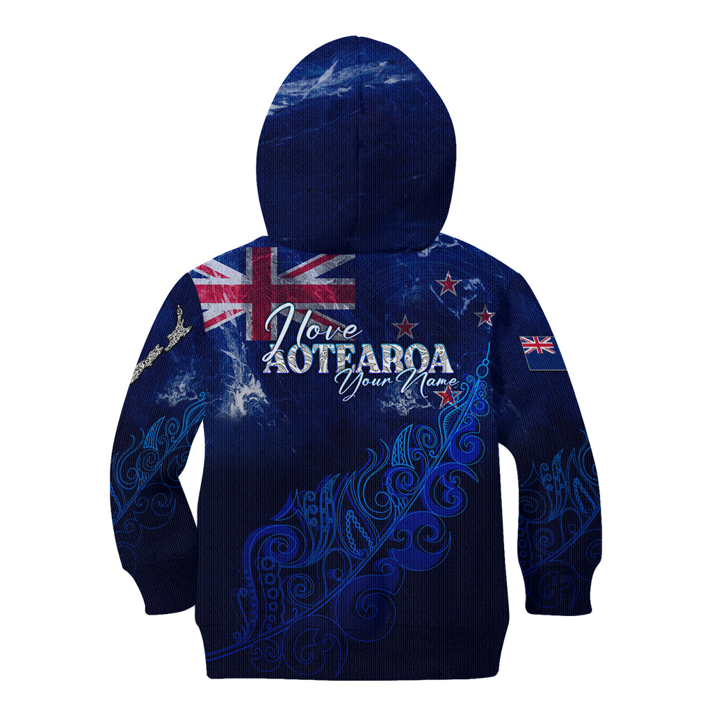 Personalised New Zealand Kid Hoodie Aotearoa Map Silver Fern DT02 - Polynesian Pride