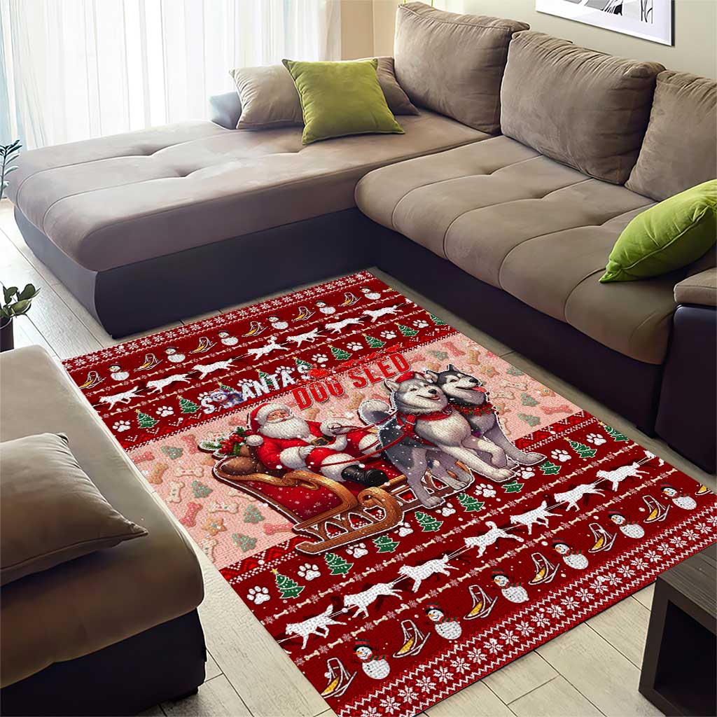 Dog Sled Christmas Area Rug Husky Sleigh Ride Design DT02 - Polynesian Pride