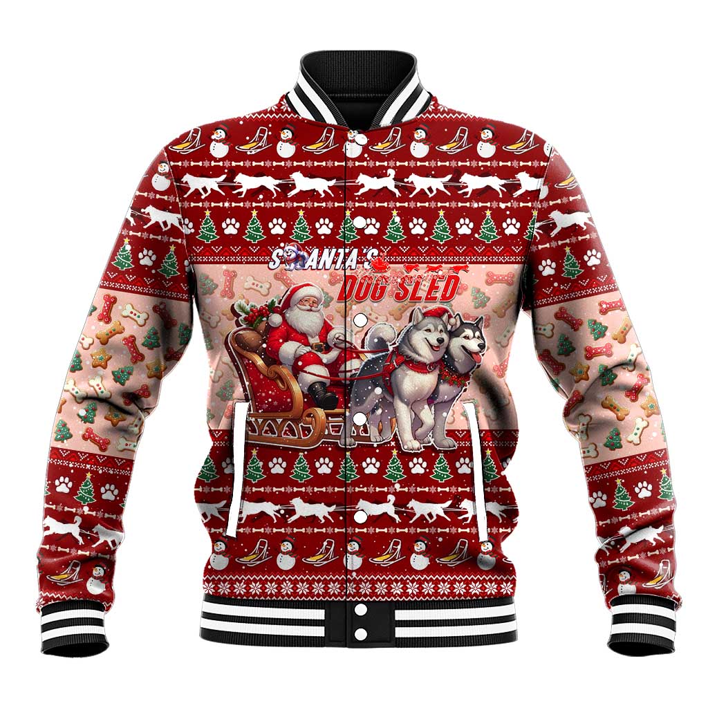Dog Sled Christmas Baseball Jacket Husky Sleigh Ride Design DT02 Unisex Red - Polynesian Pride
